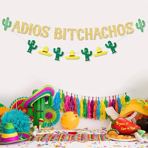 Miniatura 3 de Decoraciones de fiesta de jubilación mexicana, pancarta de Adios Bitchachos, guirnalda de globos de fiesta de tacos para despedida, reubicación,