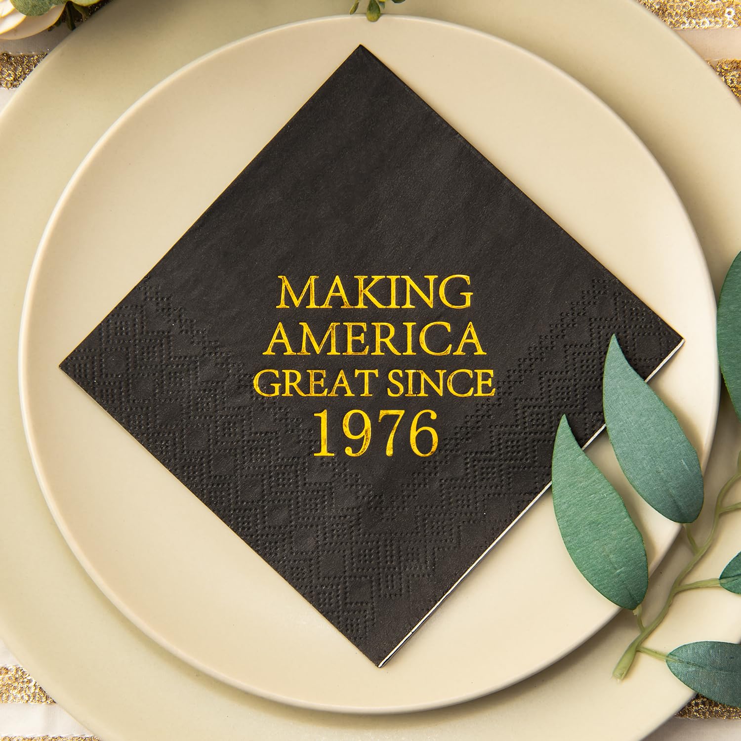 50th Birthday Black & Gold Napkins - 50 Pack -3