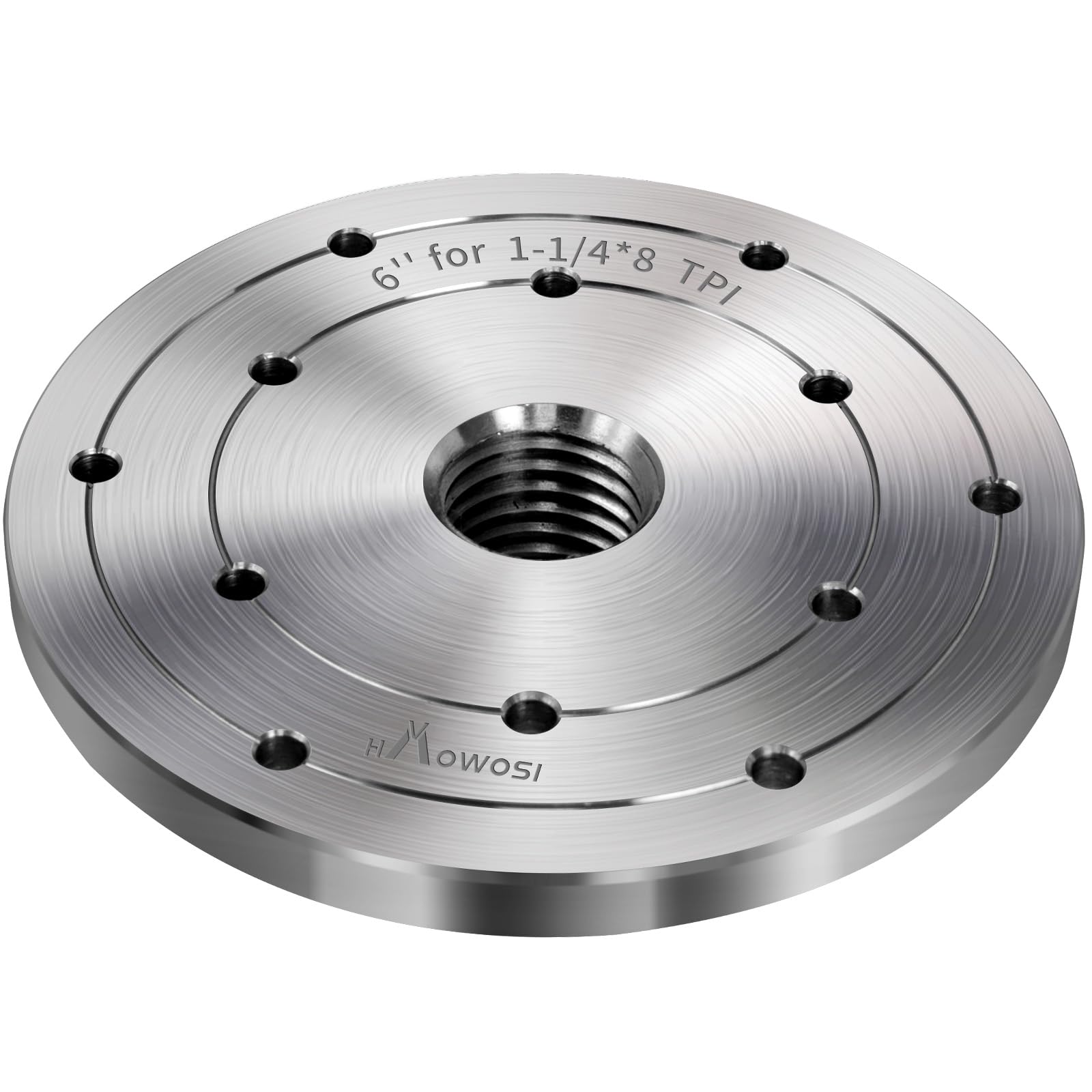 Placa frontal de torno de madera de acero de 6 pulgadas, placa frontal para torno de madera, placa frontal de torno para husillo de 1-1/4 pulgadas x 8TPI con portabrocas