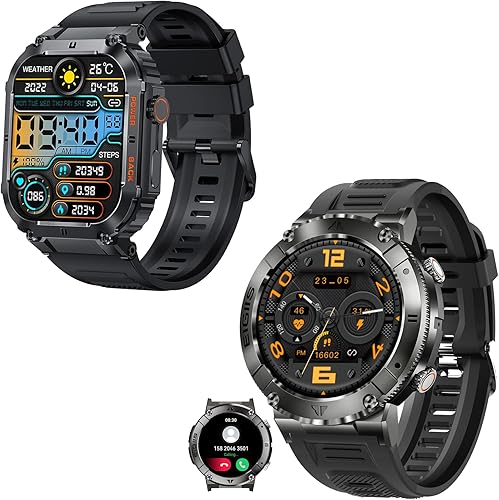 Miniatura 1 de EIGIIS Relojes inteligentes militares para hombres 1.96 pulgadas HD pantalla grande resistente reloj inteligente + 1.32 pulgadas HD resistente
