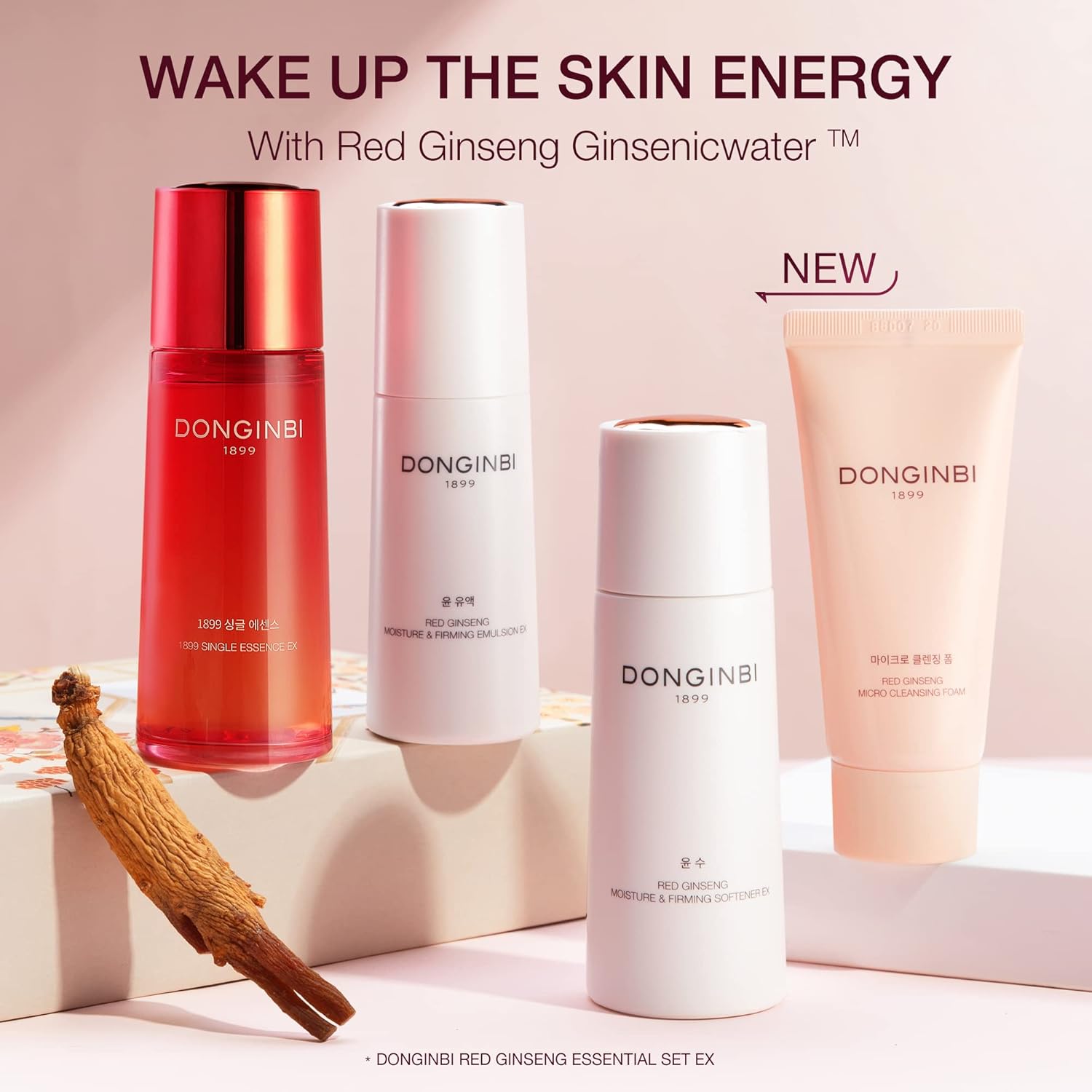 Donginbi Red Ginseng Essential Skin Care Set - Firming Moisturizer(1.69 floz), Hydrating Toner(2.37 floz), Korean Red Ginseng Essence(2.37 floz), Pore Cleaner(1.69 floz), Korean Skin Care - Image 2
