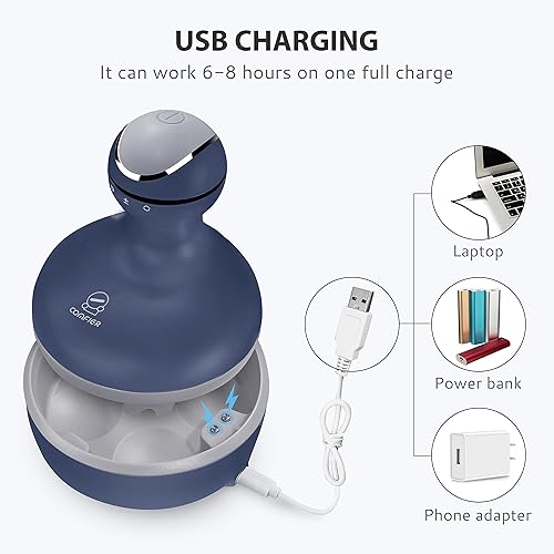 Miniatura 6 de COMFIER Masajeador de cabeza inalámbrico, masajeador eléctrico del cuero cabelludo con vibración de múltiples modos, masajeador de cabeza de gato de