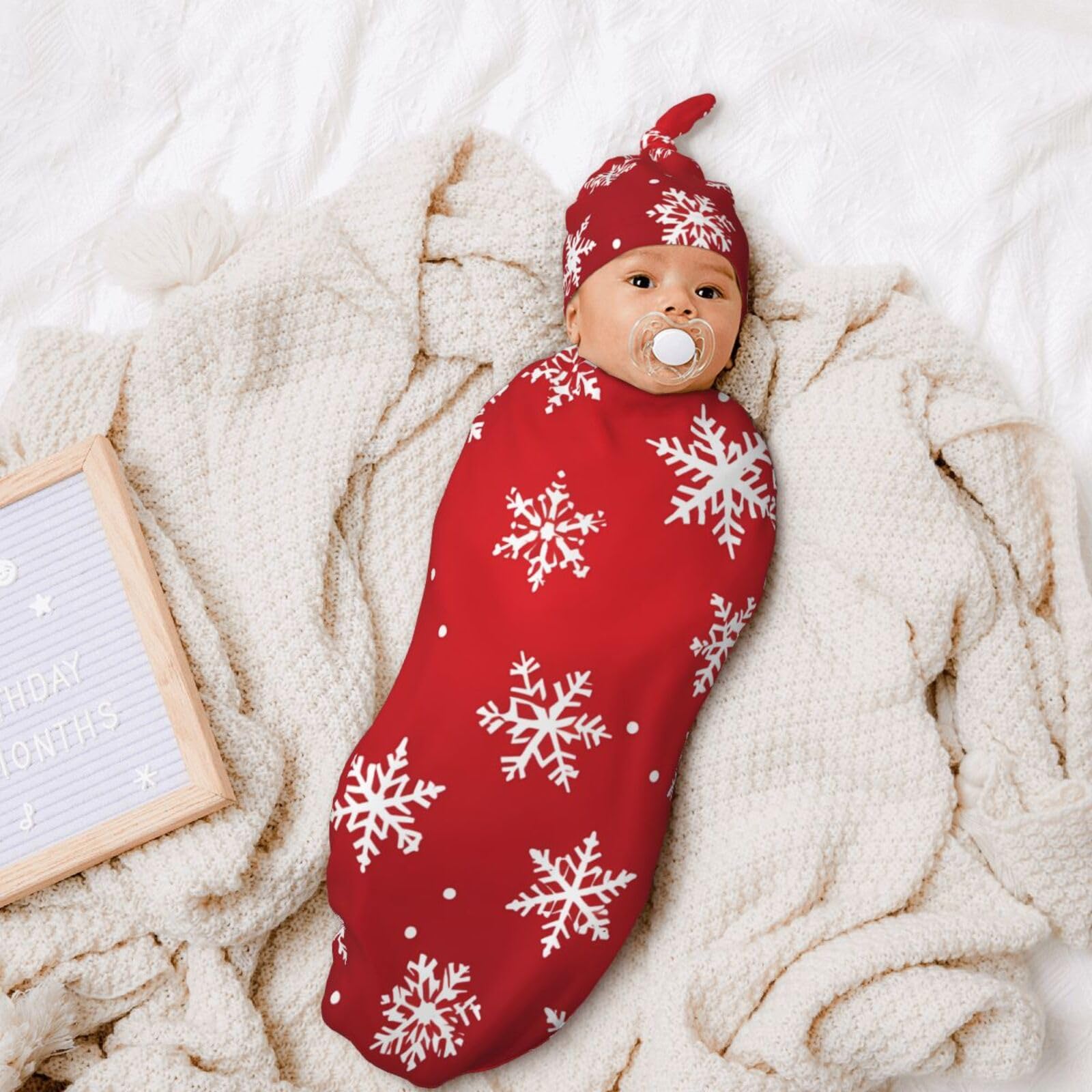 3d Rosso Natale Swaddle Coperta E Cappello Set Per Neonati Avvolgere Accogliente Per Neonati Bambino Comfort 29x53 cm
