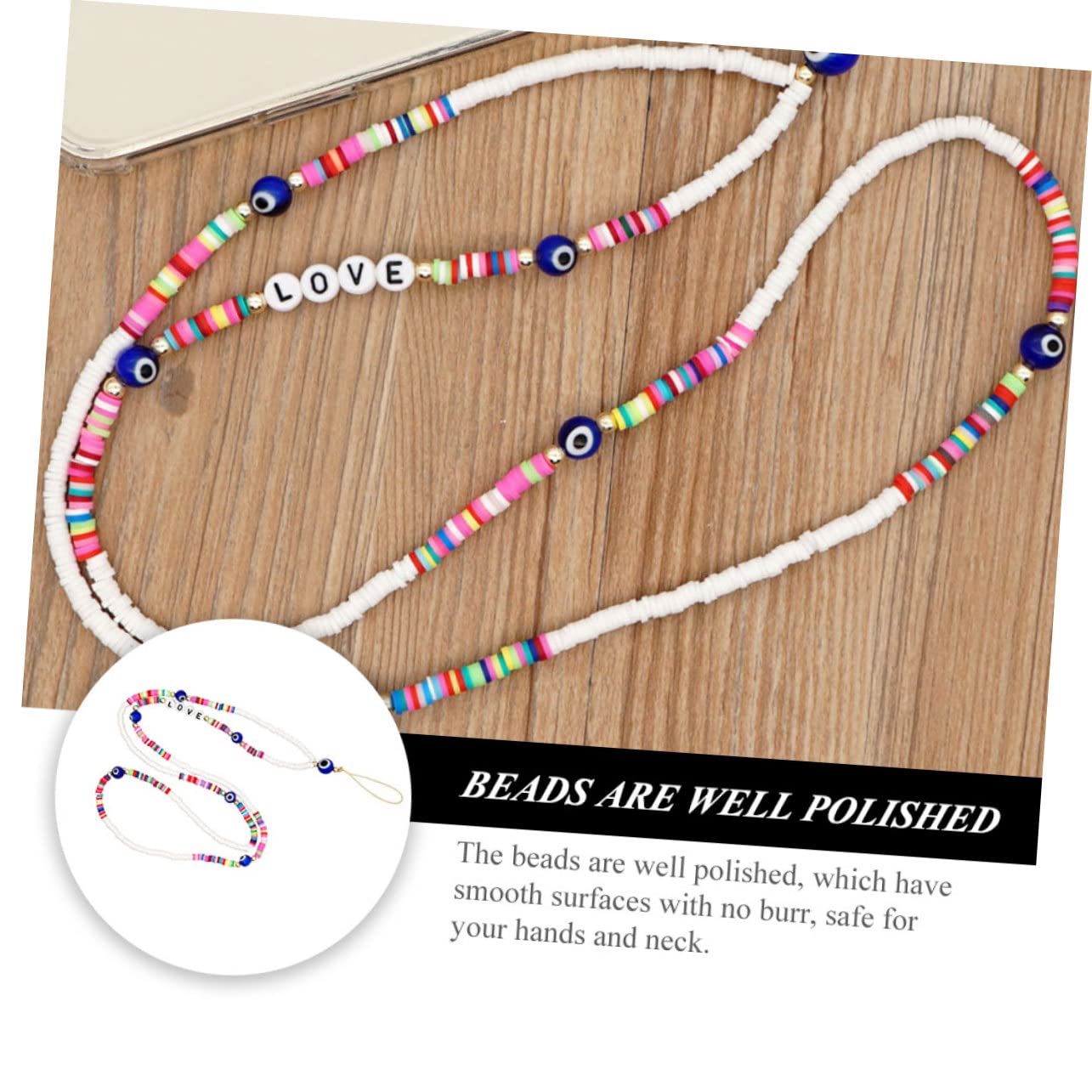 OSALADI 4pezzi Ciondolo Per Telefono Con Perline Colorate Lanyard Antifurto Per Smartphone Cinghia Da Indossare Al Collo o Al Polso Accessorio Elegante e Pratico Per Donne e Ragazze