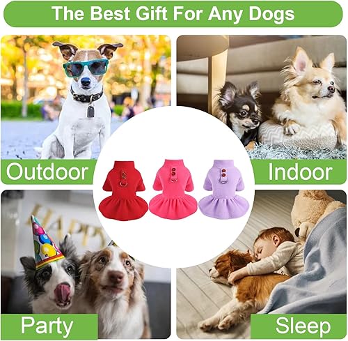 Miniatura 7 de Vestido de forro polar para perro con anillo en D, suéter para perros pequeños, ropa de otoño e invierno, suéter cálido para cachorros, suéter para