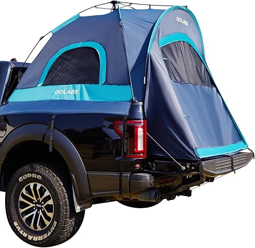 Golabs Truck Bed Tent for 5-6 Ft Bed, 8-Minute Easy Setup by Pre-Assembled Design, Waterproof PU2000mm, 2-Person Portable with Extra Rainfly Cover