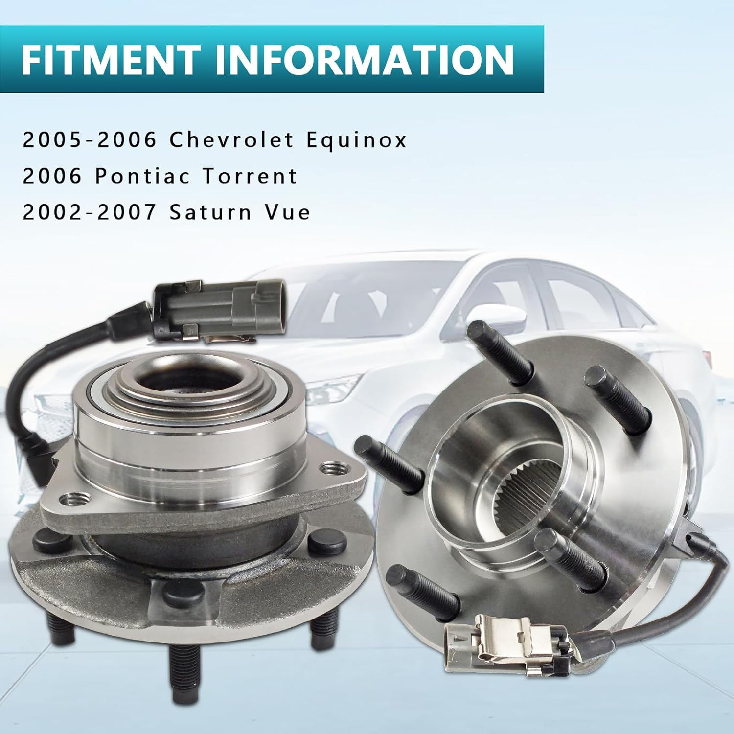 513189 Front Wheel Bearing Hub Assembly for Chevrolet Equinox 2005-2006, Pontiac Torrent 2006, Saturn Vue 2002-2007 (2PCS)