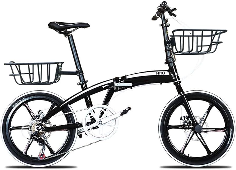 折りたたみ式電動自転車 ブラック チェックバスケット.