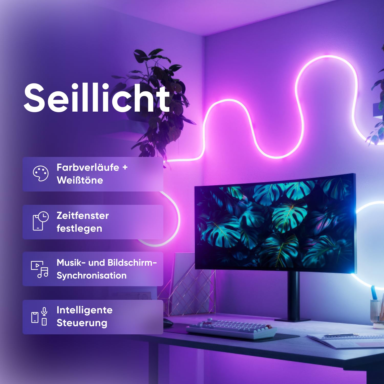 Nanoleaf Matter Neon Rope Streifen 5M, WLAN Biegsamer LED Strip, Musik & Bildschirm Sync, Dynamische Szenen in App, Sprachsteuerung (Funktioniert mit Alexa, Apple, Google)