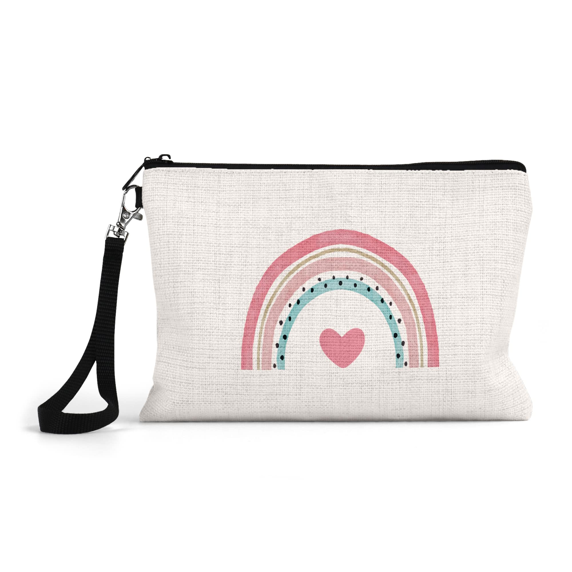 Print Maniacs Personalised Large Pencil Case Canvas Kids Boys Girls Back to School Office Stationary Make Up Organizers Heart Rainbow Bag (Without Name)