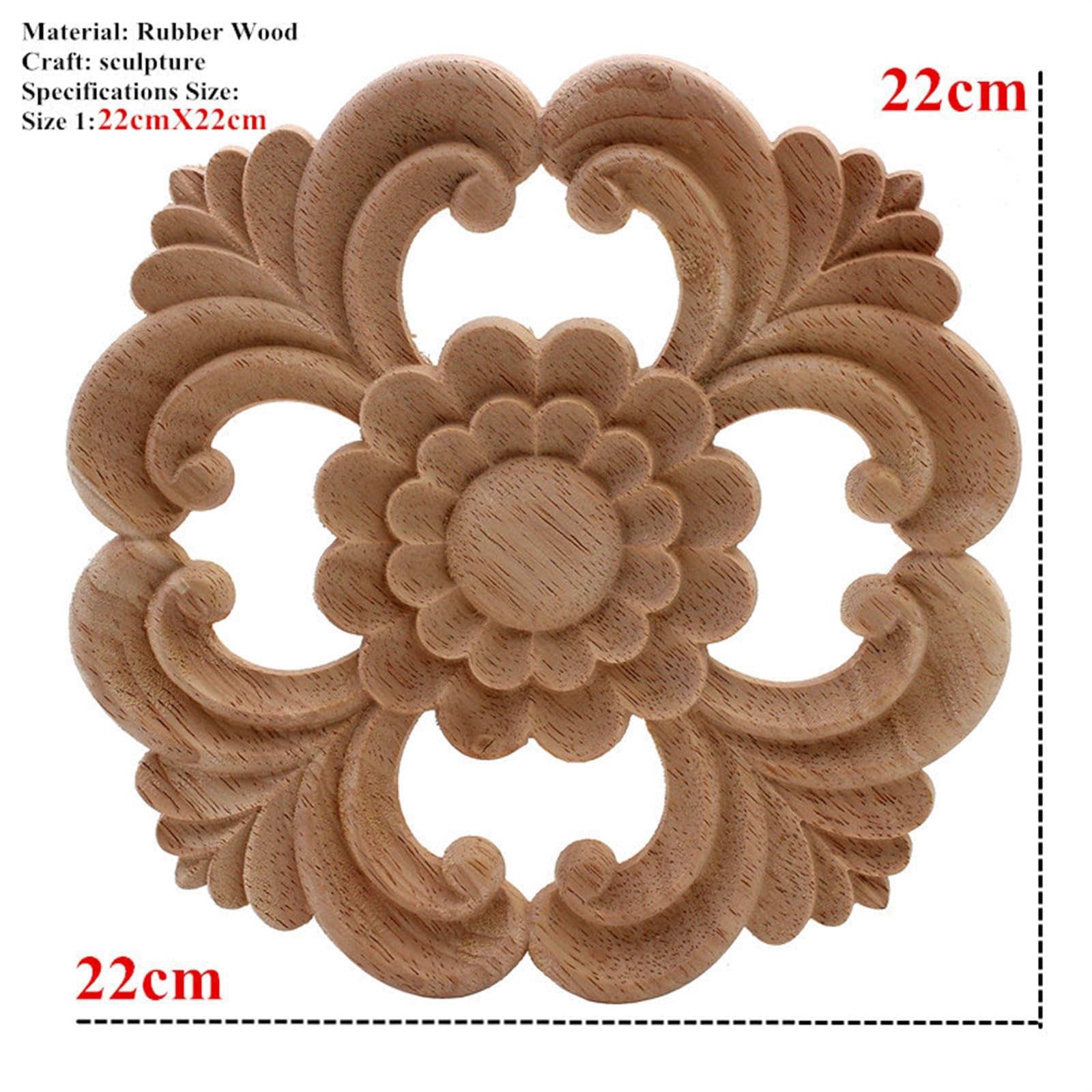 Rzeźbione drewniane nakładki narożne, Naklejka z rzeźbioną w drewnie aplikacją do mebli 18-22 cm(22cm/8.7inch)