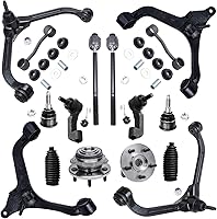 Vista 139 de Detroit Axle - Kit de suspensión de 14 piezas para Jeep Liberty 2006-2007, 2 cubos de rodamiento de ruedas, 2 brazos de control superior, 2 rótulas