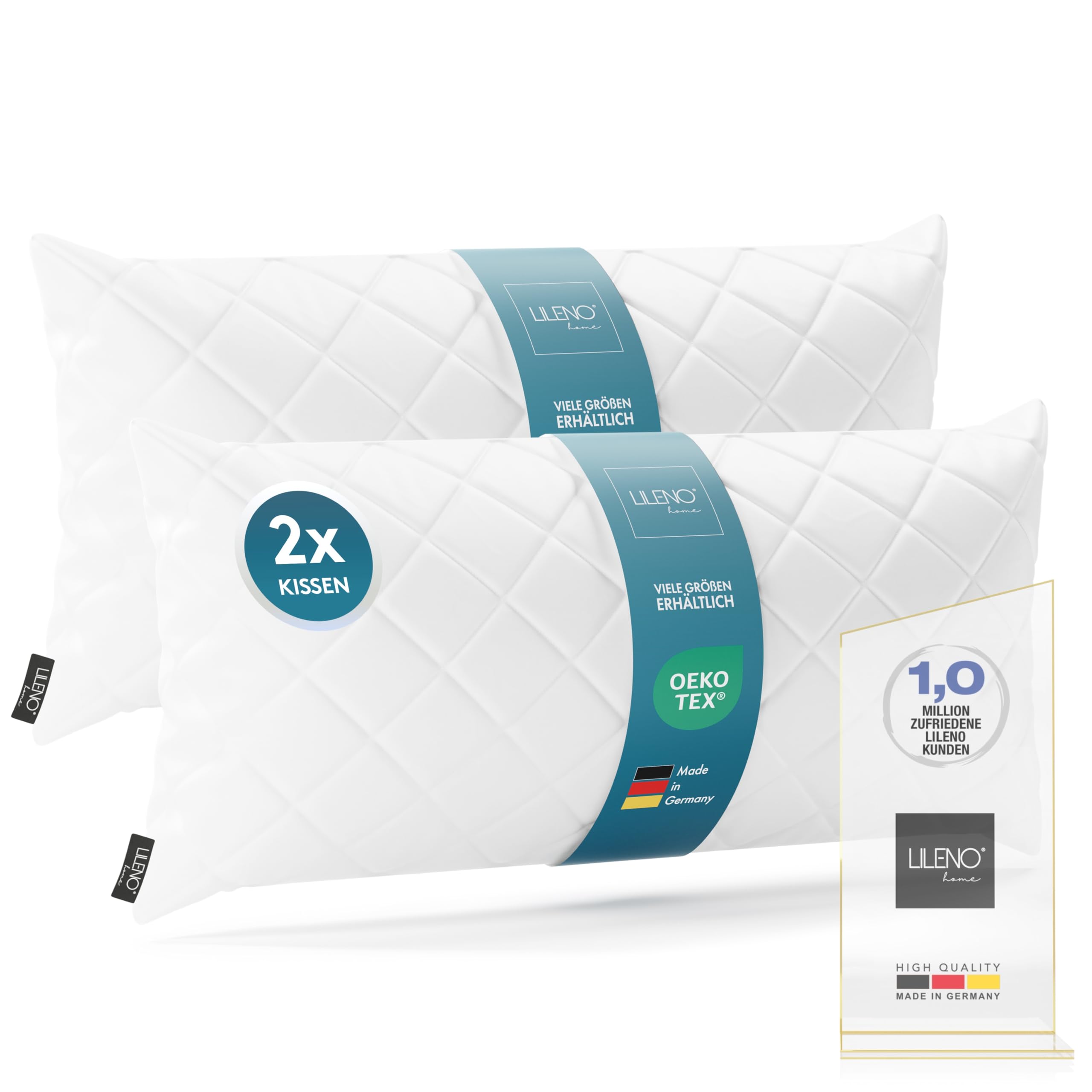 Lileno Home Set Of 2 Washable Microfibre Polyester Pillows, 40 X 80 Cm, Minimalist Rectangular Throw Pillows For Sofa, Couch, Decorative, Sleeping, Allergy Sufferers