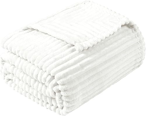 Miniatura 5 de Vessia Manta de franela de forro polar para sofá, cama, manta de microfibra a rayas blancas de 10.58 ozm para adultos y niños, súper suave, cálida,