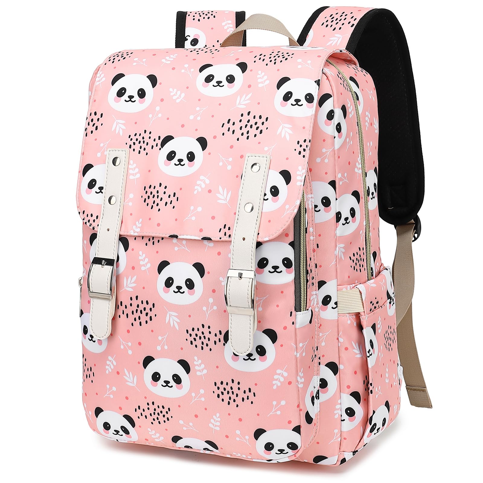 Kouxunt Panda Laptop Backpack for Women Girls, 15.6 inch College School Backpacks Travel Casual Daypack (Pink)