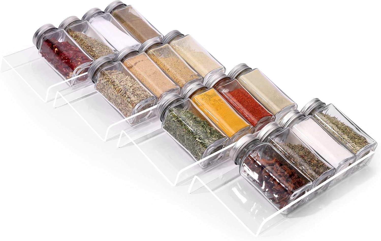 MIUKAA Clear Acrylic Spice Drawer Organizer, 4 Tier 1 Set Seasoning
