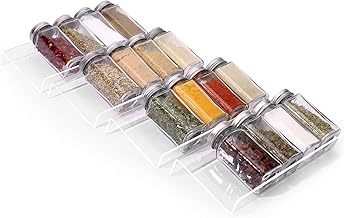 Clear Acrylic Spice Drawer Organizer, 4 Tier- 1 Set Seasoning Jars Drawers Insert, Kitchen Spice Rack Tray for Drawer/Countertop (Jars not included)