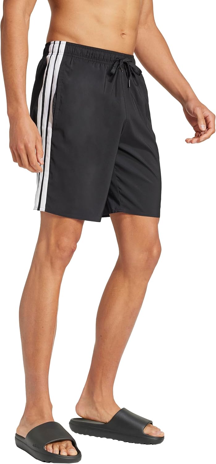 adidas Mens 3-Stripes Swim 8 Inch Shorts Casual Swimwear Casual Lightweight - Grey - Image 4