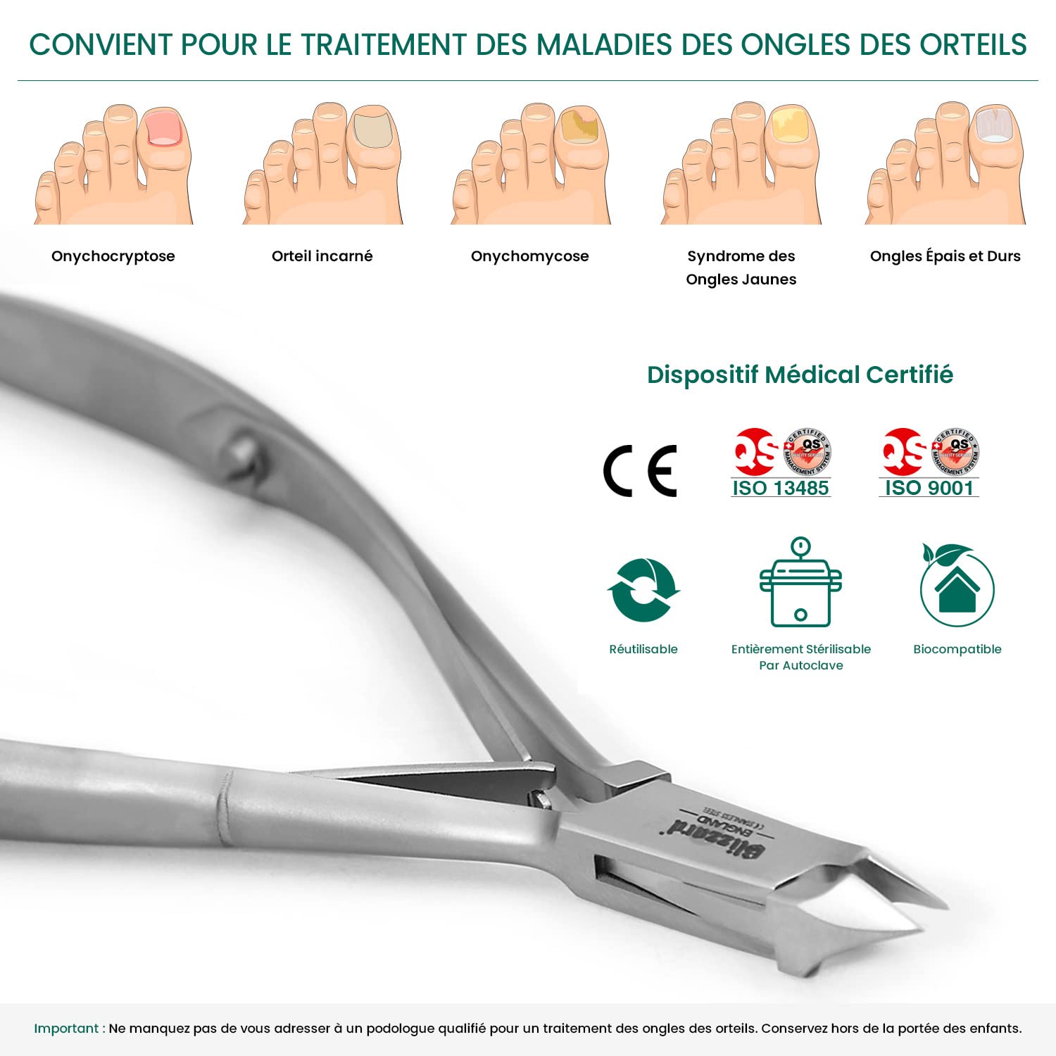 Blizzard Pinces à Envies Professionnel - Pince à Peaux avec Mors 5 mm - Acier Chirurgical Inoxydable - Forgé en Allemagne - Podologie - 12 cm