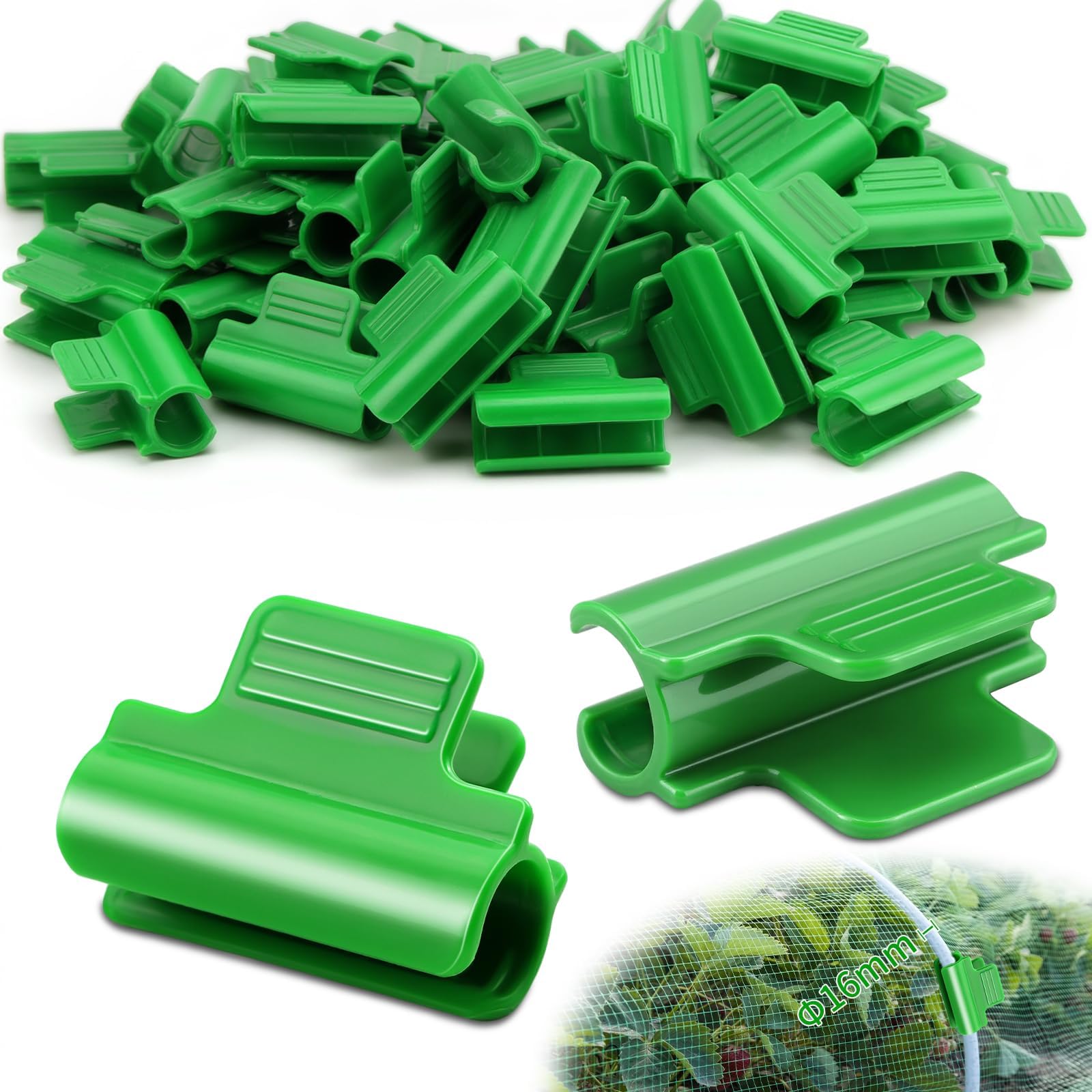 SWTYExt 40pcs Greenhouse Clamps for diameter 16mm/0.63in Greenhouse Hoops Garden Clips Garden Netting Clips Plastic Plant Clips for Fixing Plant Cover Plastic Sheeting Film Row Cover