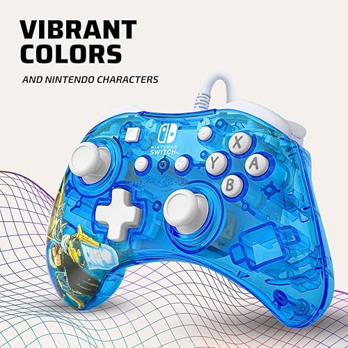 Vista 5 de Rock Candy Wired Gaming Switch Pro Controller - Zelda Breath of the Wild - Blue - Official License Nintendo - OLED Lite Compatible - Compact
