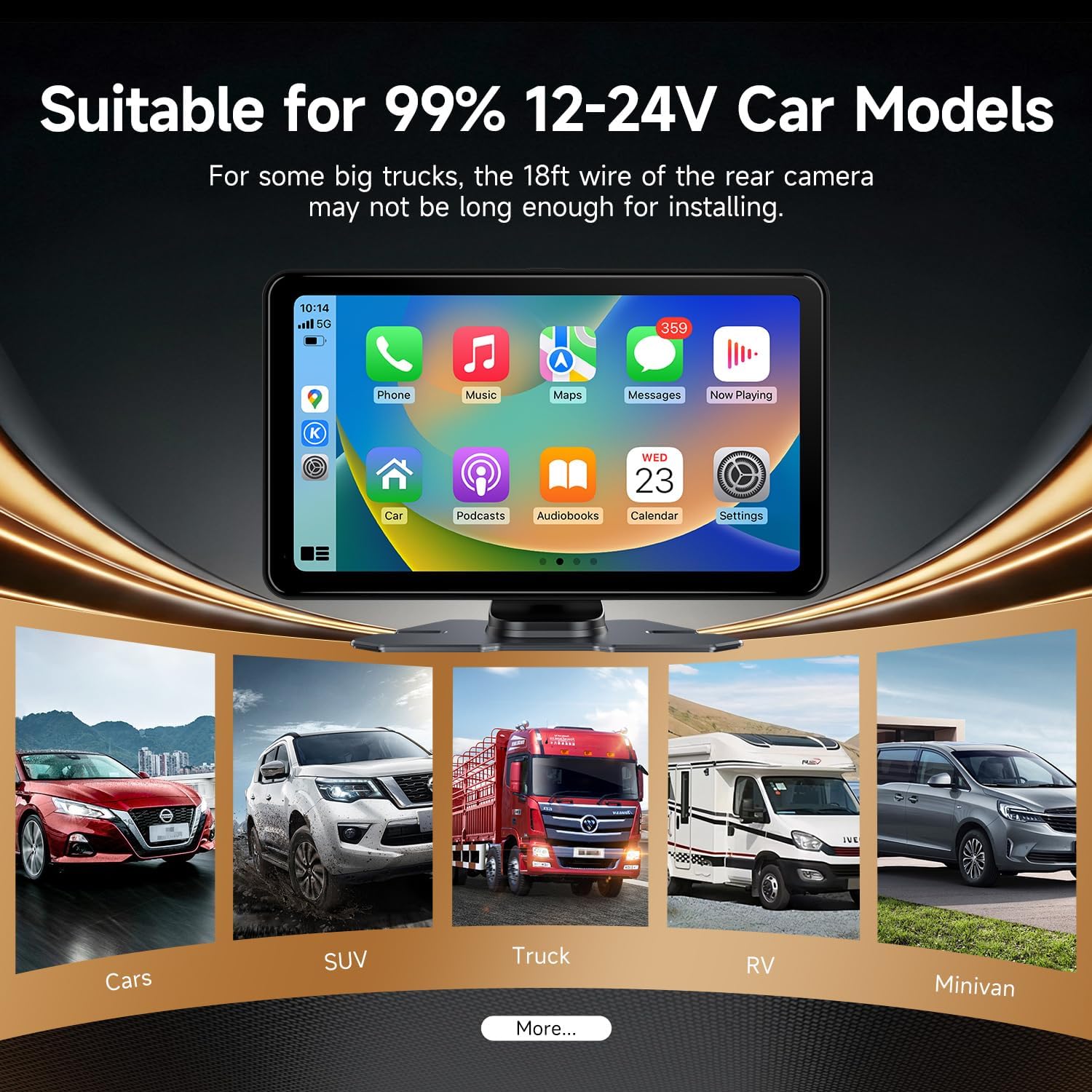 Carplay Screen for Car with 4K Dash Cam, 7'' Portable Wireless A-pple CarPlay & Android Auto Touchscreen with 1080P Backup Camera, Mirror Link/Bluetooth/GPS Navigation/Siri/FM for All Vehicles
