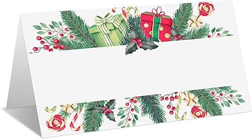 Tarjetas editables con nombre  Paquete de 25 tarjetas de acompañante para fiesta de Navidad, boda o cena, fácil de plegar