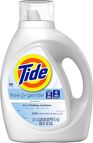Vista 32 de Tide Free & Gentle - Detergente líquido suave para ropa, 64 cargas
