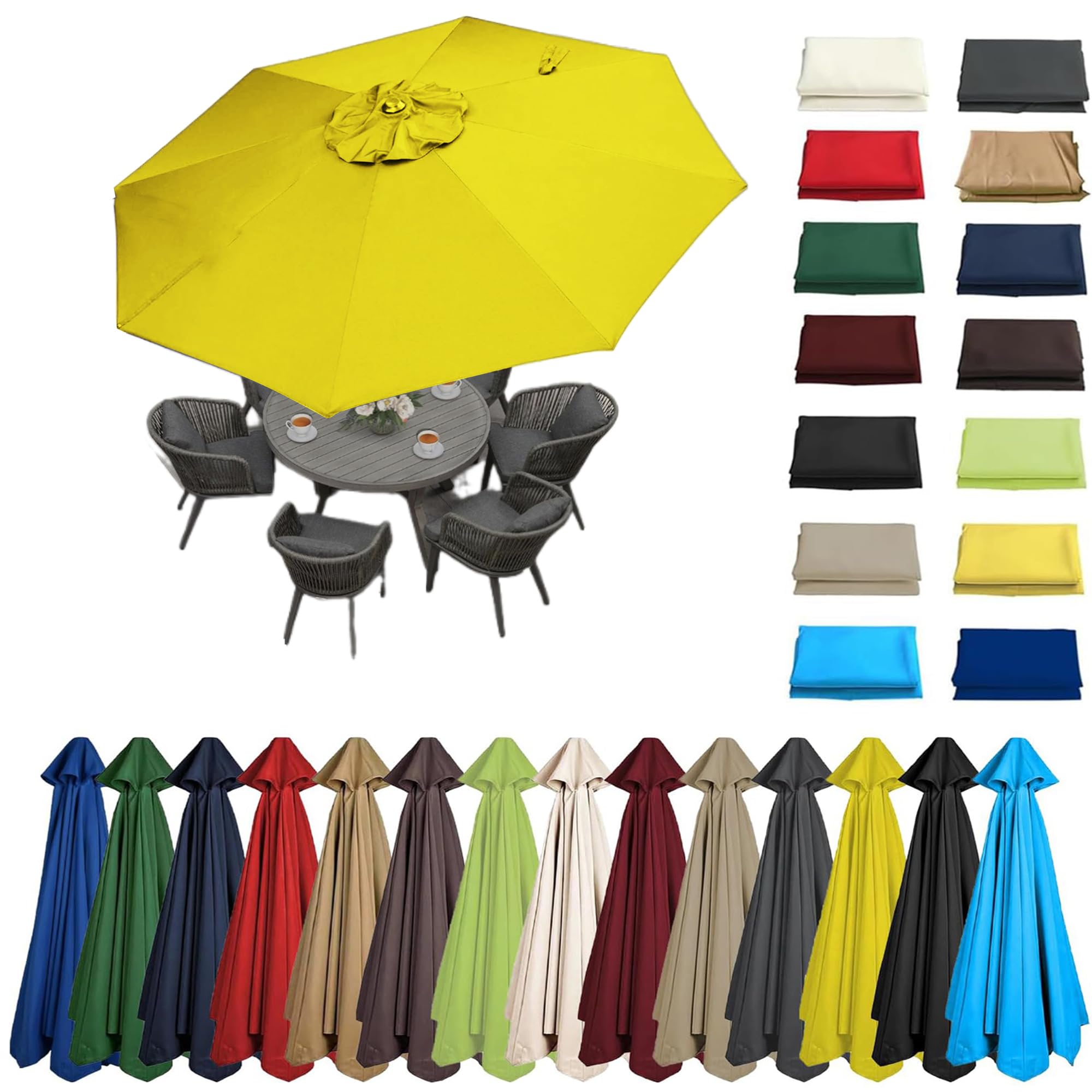 2m-3.5m 6/8 Arms Replacement Parasol Canopy, Umbrella Replacement Fabric, Garden Umbrella Covers Waterproof, Replacement Parasol Fabric Standby Cover, Outdoor Patio Umbrella Replacement Canopy