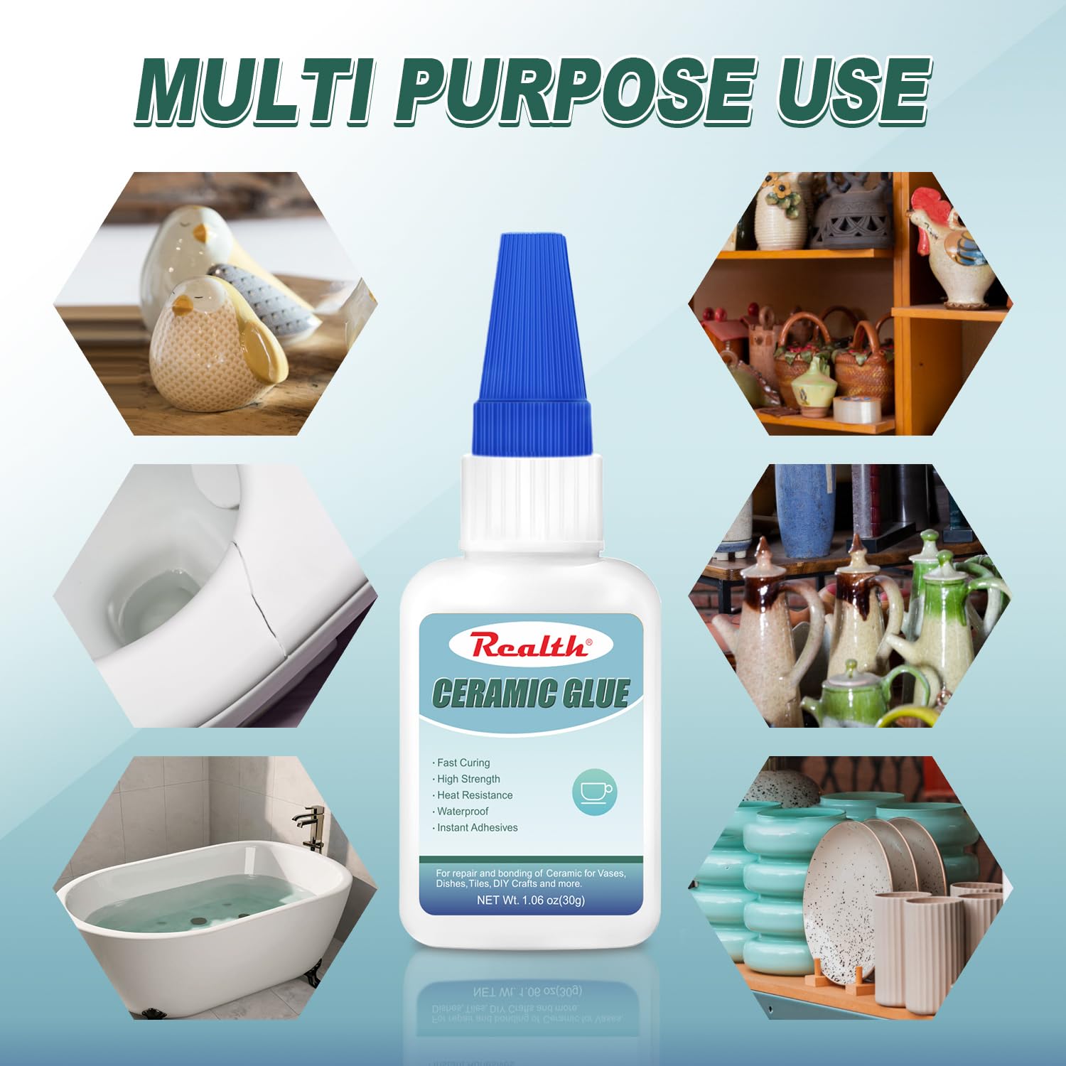 Colla Super Forte Per Ceramica - Adesivo Istantaneo 30g Per Riparare Piatti, Porcellana E Decorazioni - Foto 4