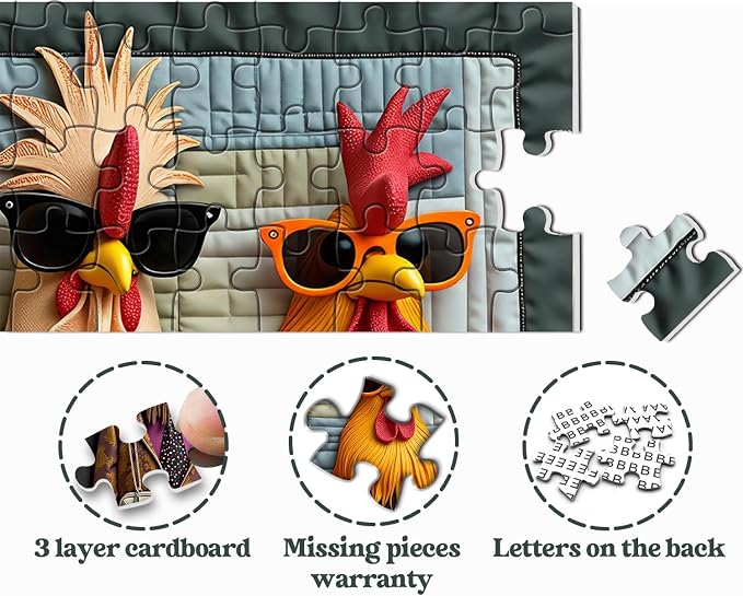 Puzzle Funny Chicken Family 1000 piezas miniatura 5