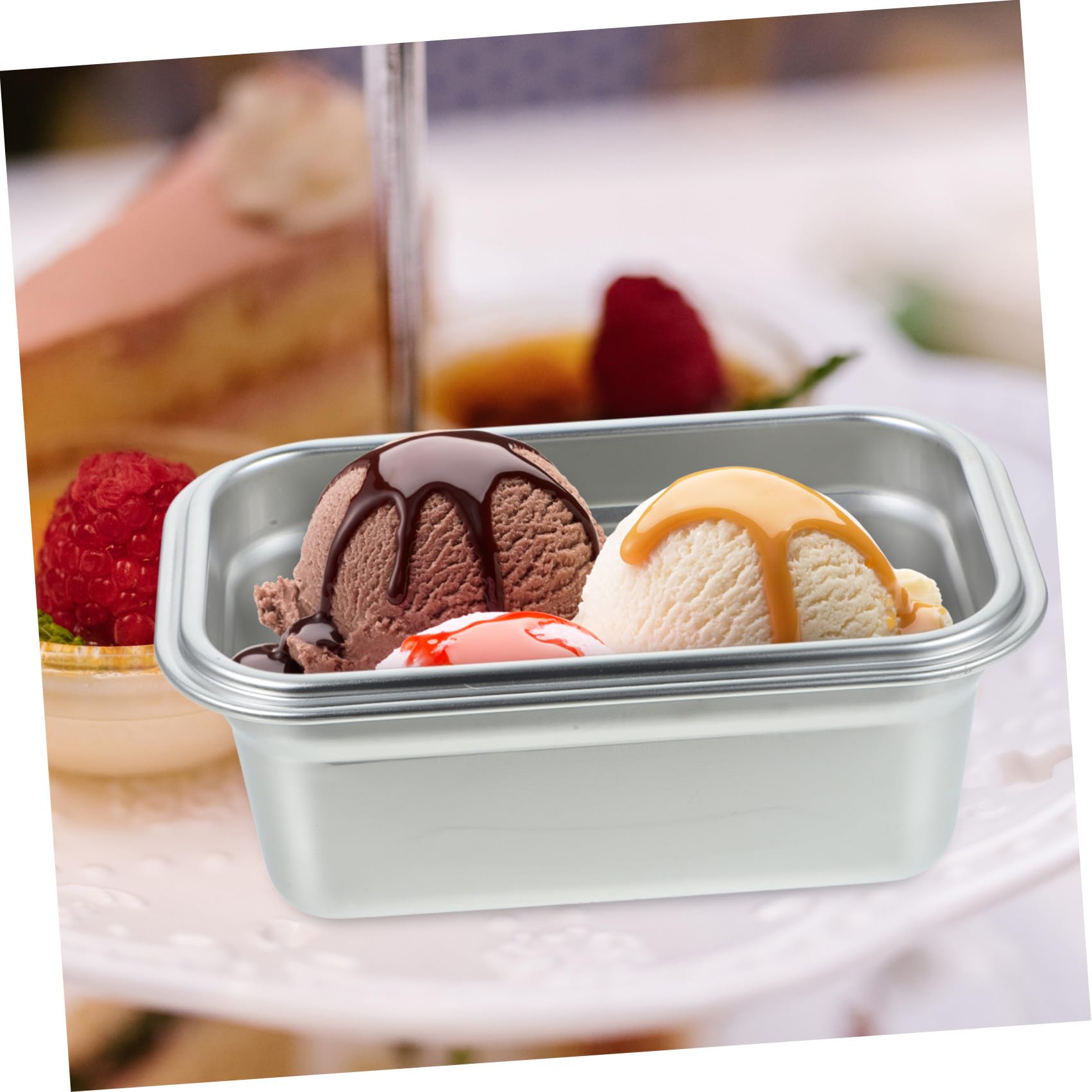 Contenitore Per Gelato Domestico in Acciaio Inossidabile 304, Scatola Per Frigorifero Compatta Coperchio Sigillante, Accessorio Per La Casa Adatto a Famiglia, Lavoro e Picnic