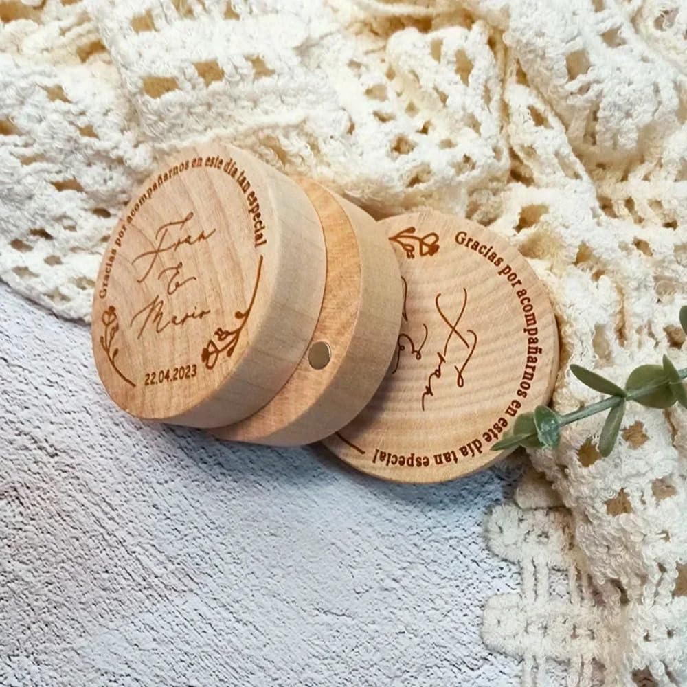 Abridor de botellas magnético de madera personalizado para boda, regalo de boda, recuerdo para invitados (100 unidades)