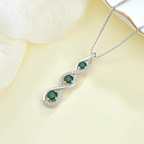 Miniatura 5 de Collar infinito para mujer, plata de ley 925, colgante de piedra natal con cadena de circonita cúbica, regalo de joyería