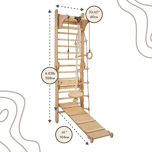 Miniatura 6 de Escalera sueca Gimnasio para niños - Montessori Play Gym Escalada Set - Juguetes de escalada de madera para niños pequeños de 1 a 3 años