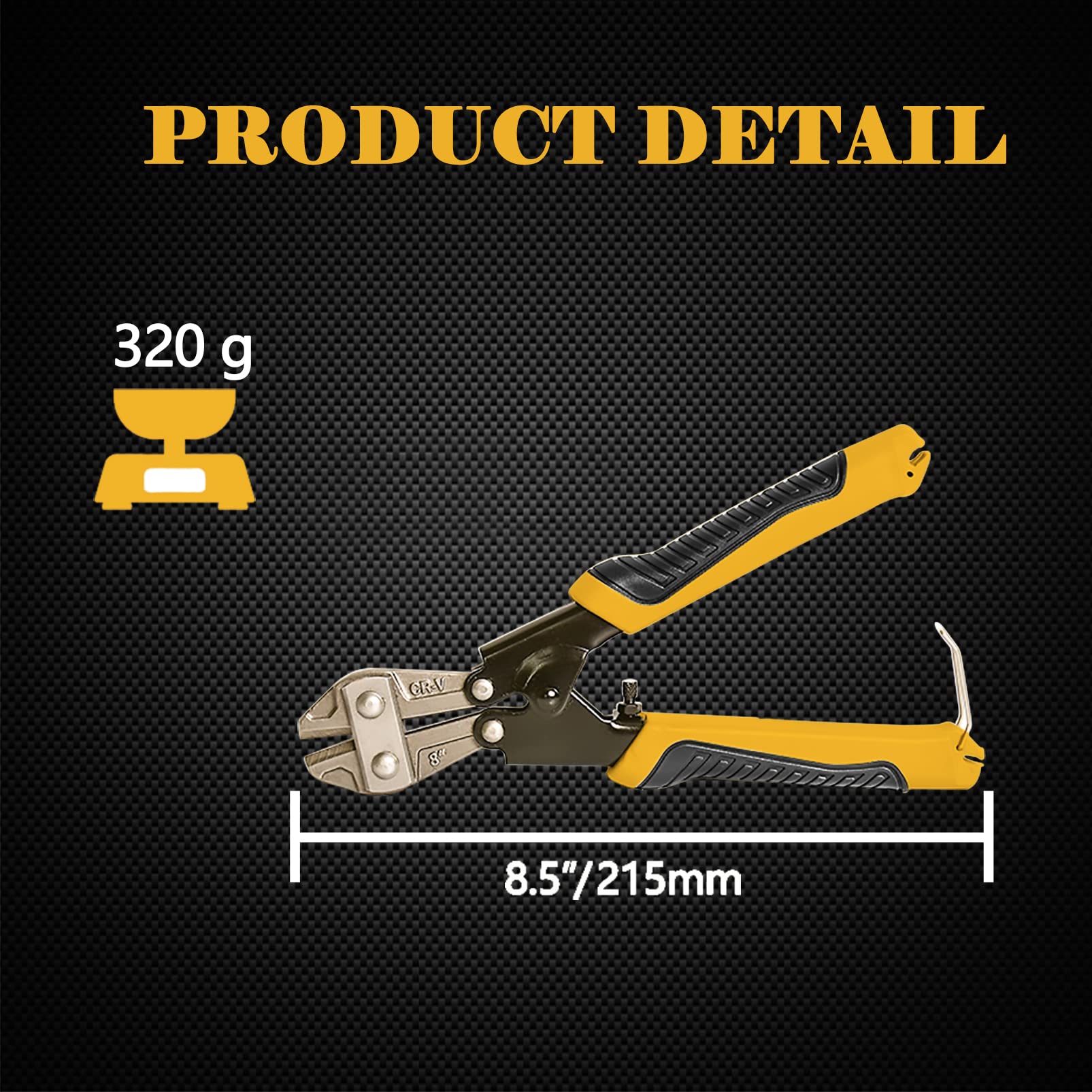 THS Mini Bolt Cutter 8-inch/210mm, Spring Snips Clippers With Soft Anti - View #6