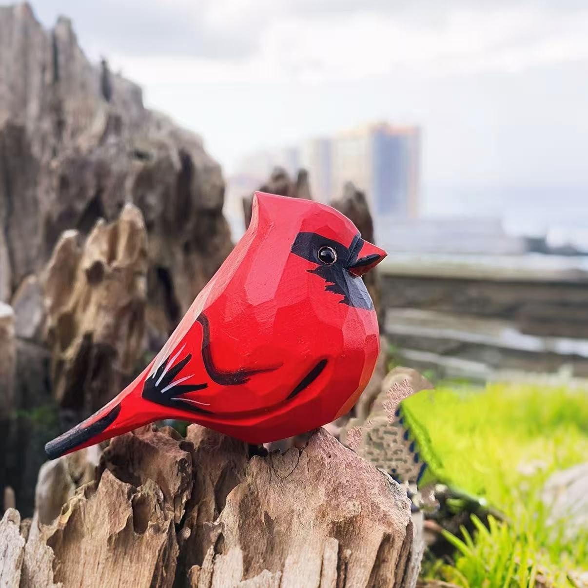 置物  Birds Red Cardinal Amazon.com: ShaoAngDuoMi Hand-Carved Wooden Northern Cardinal