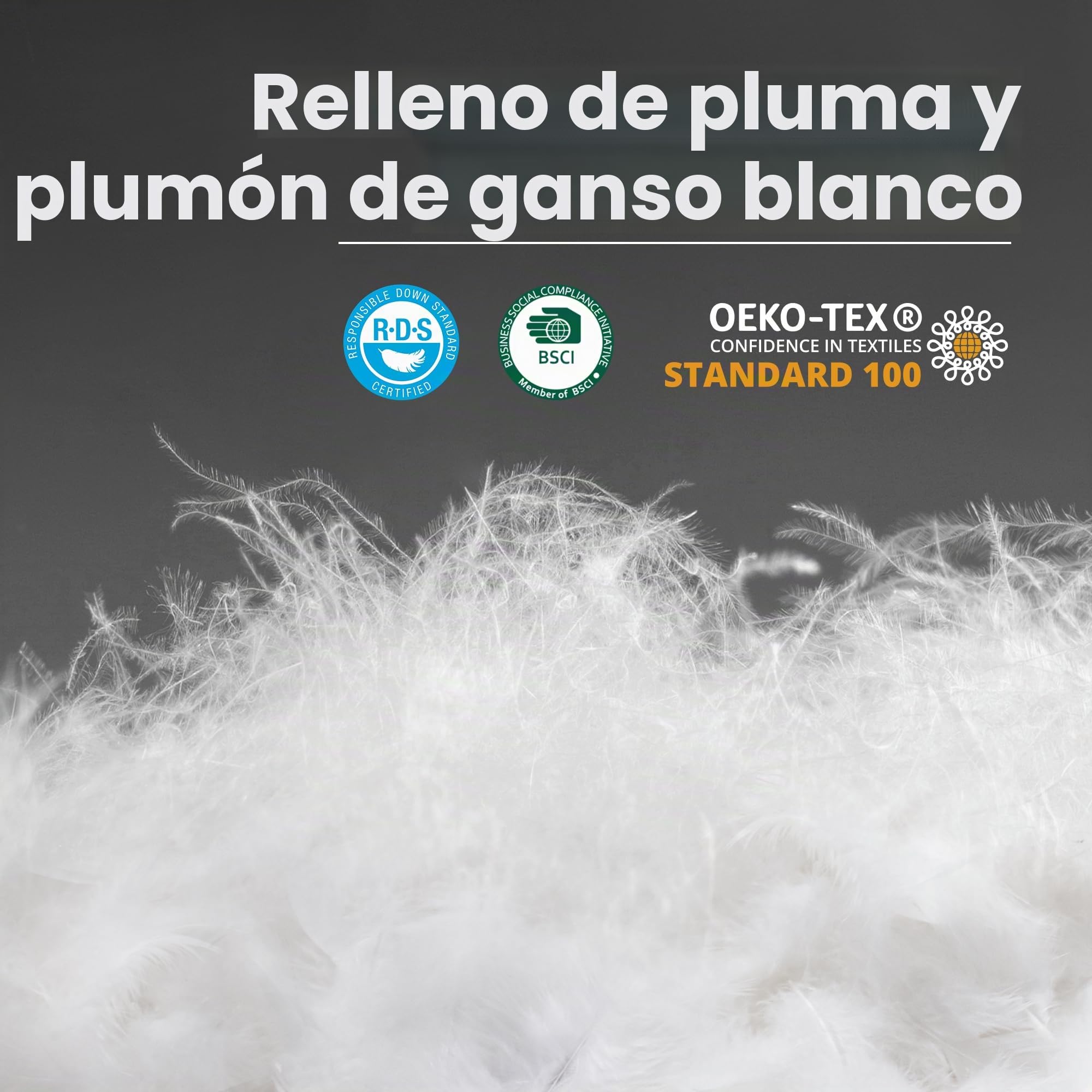 Deodar Edredón Cama 135/150 | Edredón 220x240 para 2 Personas | Relleno de Plumón de Ganso Blanco y Plumas 420 GR/m² | Funda Nórdica 100% Algodón | Lavable | Öko-Tex y RDS | Gris Oscuro