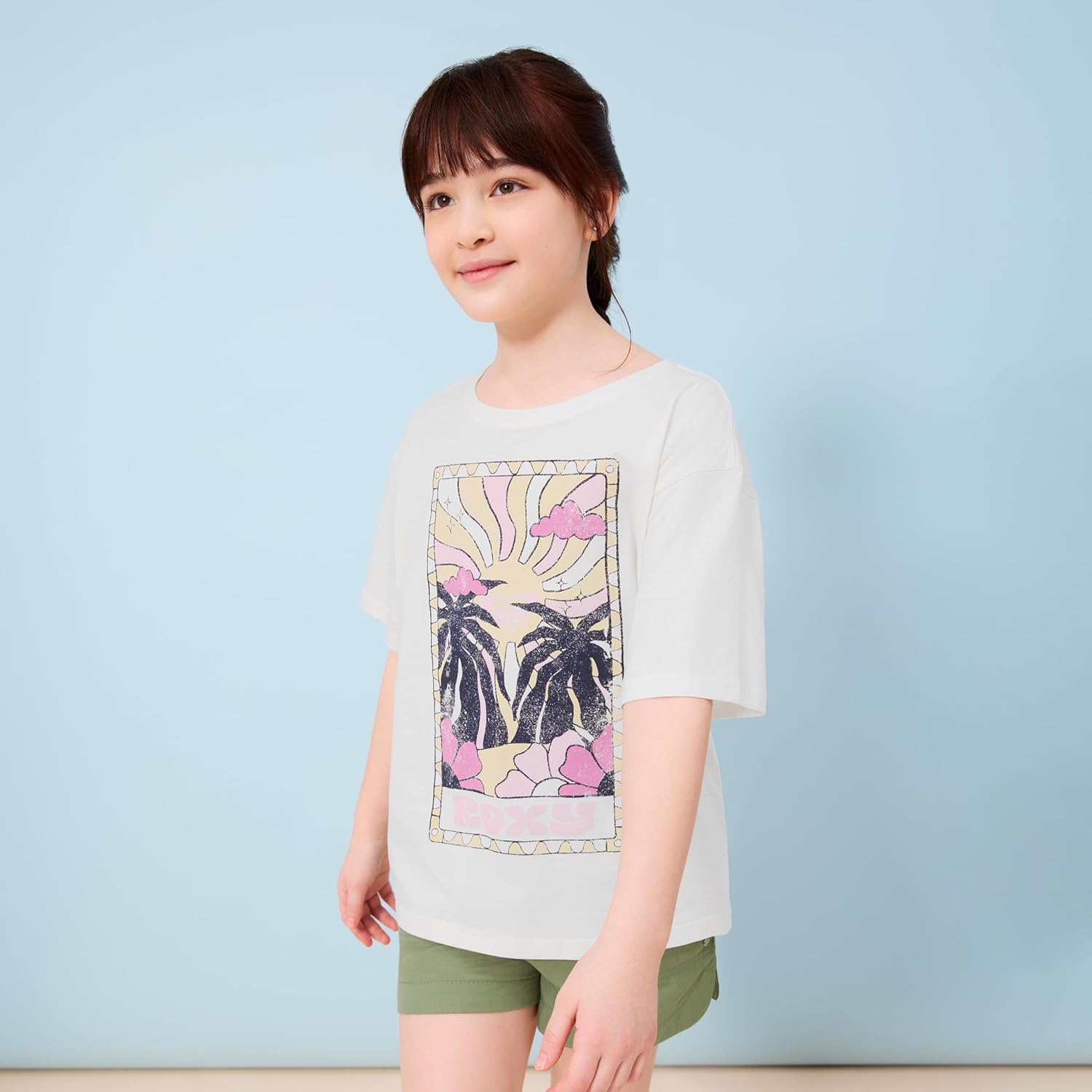 Roxy Girls Short Sleeve Oversized Fit Logo Tee, Crew Neck Graphic T-Shirt, Soft & Comfortable - Image 4