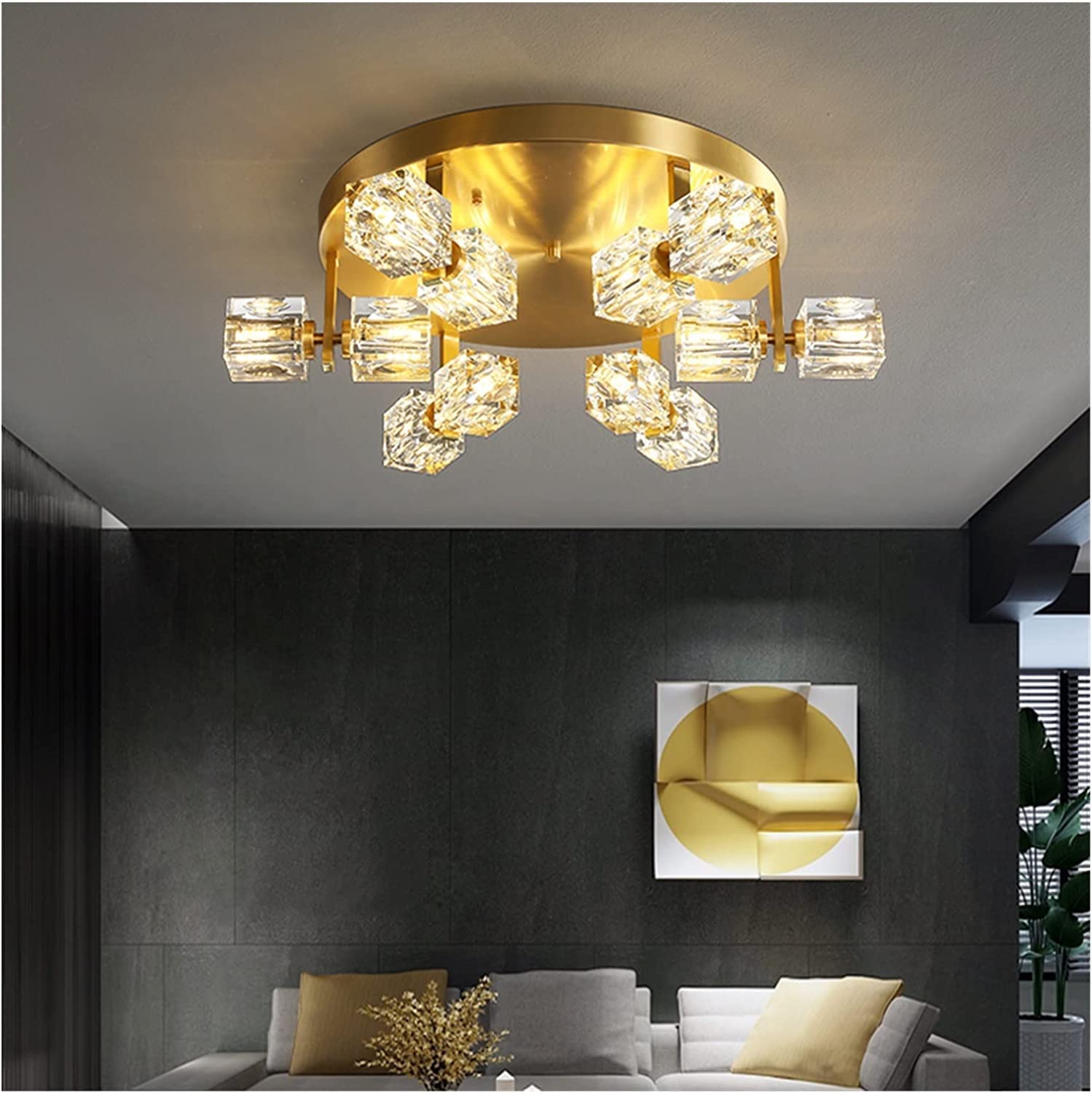 Modern Crystal Chandelier LED Luxury Pendant Lights Villa Hanging Lamp Entrance Lobby Light Compatible with Living Room Bedroom Lamp