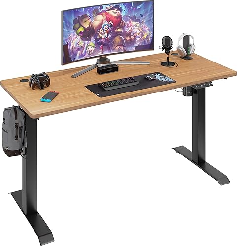Vista 25 de Vongrasig Escritorio eléctrico de pie ajustable en altura, 63 x 24 pulgadas, mesa de pie para oficina en casa, estación de trabajo para computadora