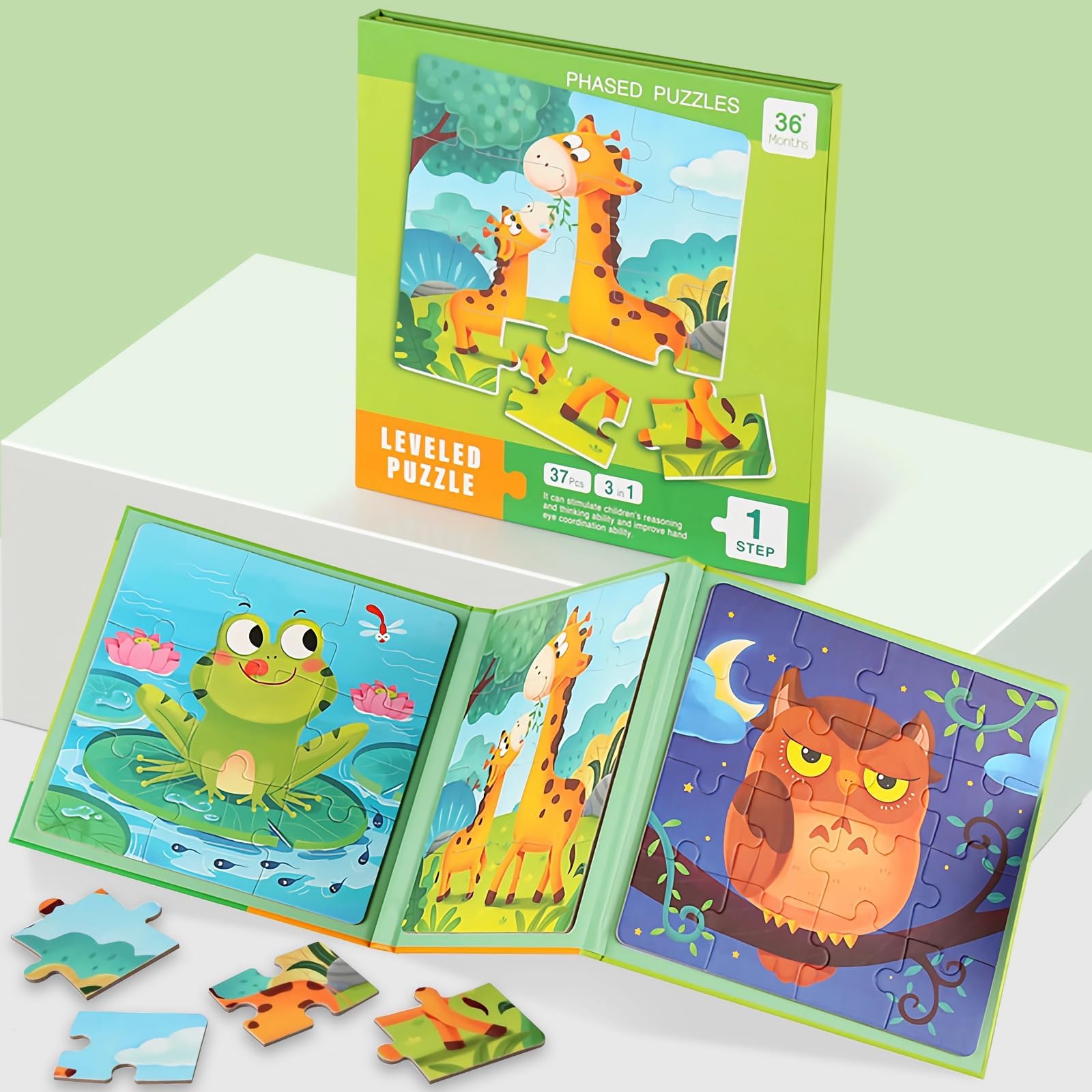 EYSOO Magnetic Jigsaw Puzzles 3 Pack Jigsaw Puzzle for Kids 9+12+16 PCS Toddler Puzzles Portable Travel Toy for 3+ Kids Boys Girls (Level 1-A)