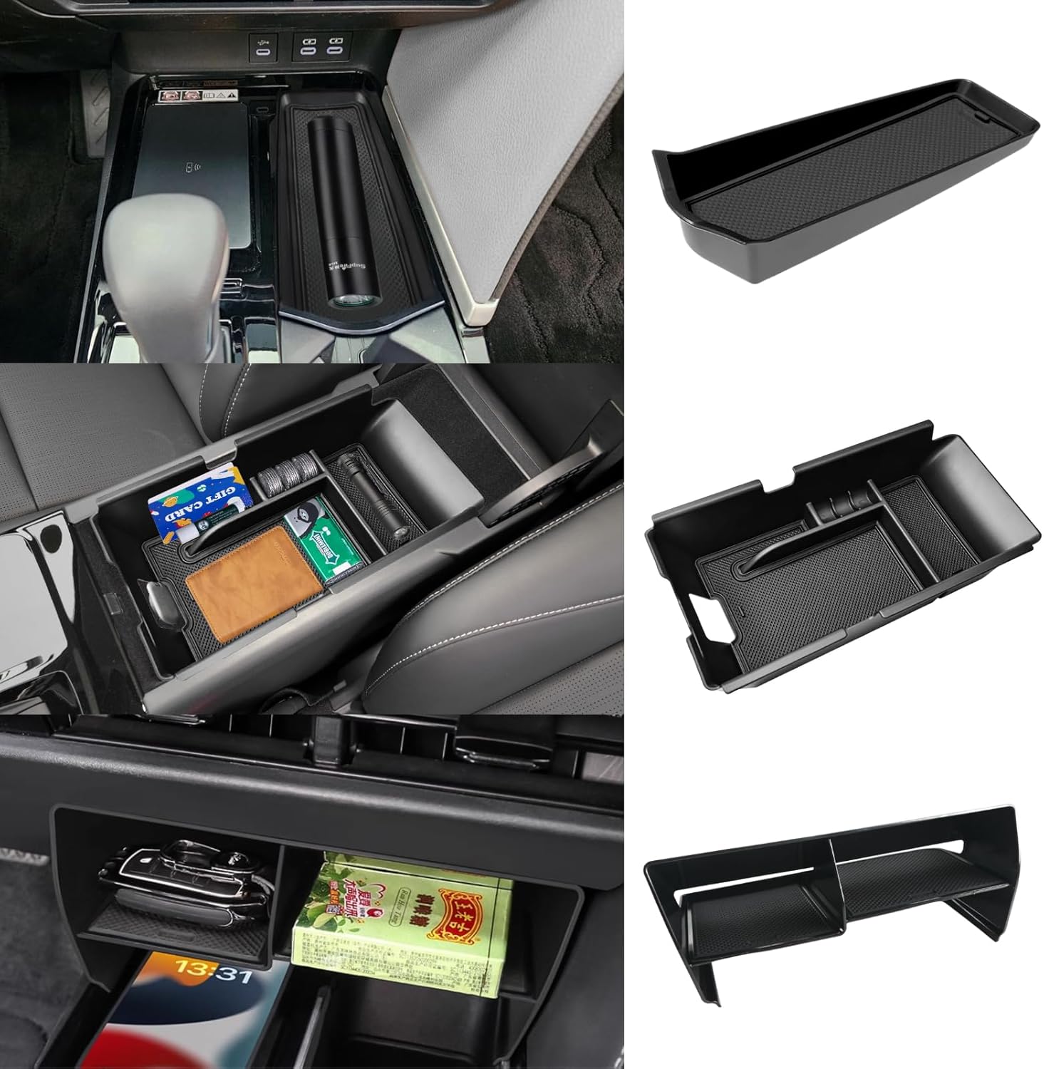 3PCS Center Console Organizer Compatible with 2025 2026 Toyota Camry 9th Gen Accessories, Armrest Organizer Interior Insert and Under Screen Storage Box and Gear Shift Side Storage Tray