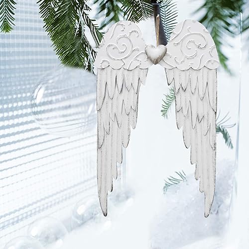 Miniatura 5 de Decoración de pared de alas de ángel de metal antiguo con corazón, decoración de pared para interiores y exteriores, decoración para colgar para el