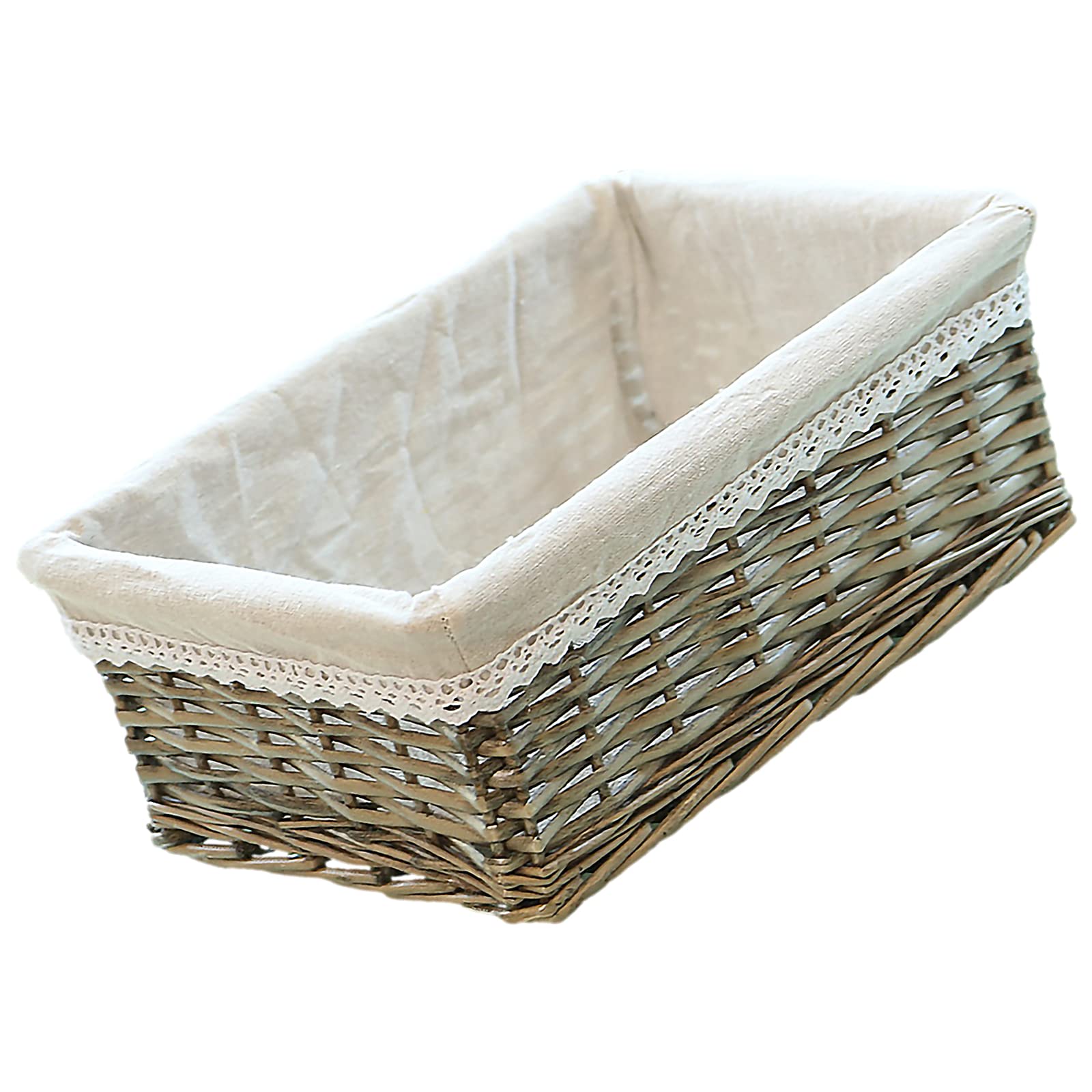 rismart Vimini Rattan Cestini per Servire Pane Spuntini Conservazione Fatto a Mano Decoro Ciotola Grigio