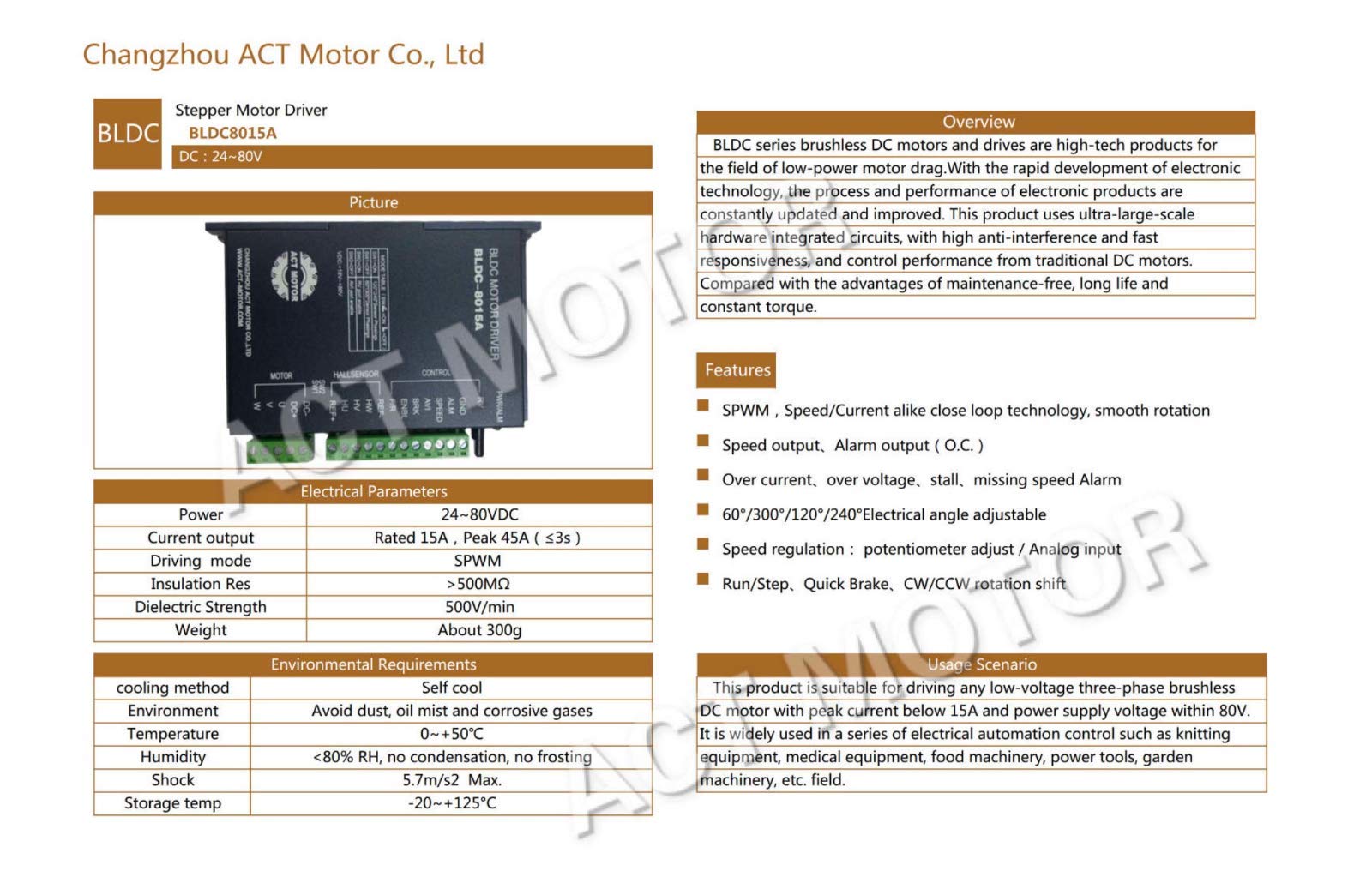 GmbH Nema23 1 motore BLDC 57BLF03 101 mm 24 VDC 3000 RPM 12 A 188 W Ø8 mm D -Shaft + 1 PC BLDC-8105A-5 Brushless DC-Driver CNC