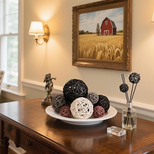 Miniatura 4 de FUTUREPLUSX 42 bolas de mimbre de ratán, bolas decorativas, orbes y jarrones, rellenos de cuencos para decoración del hogar, boda, manualidades, 4