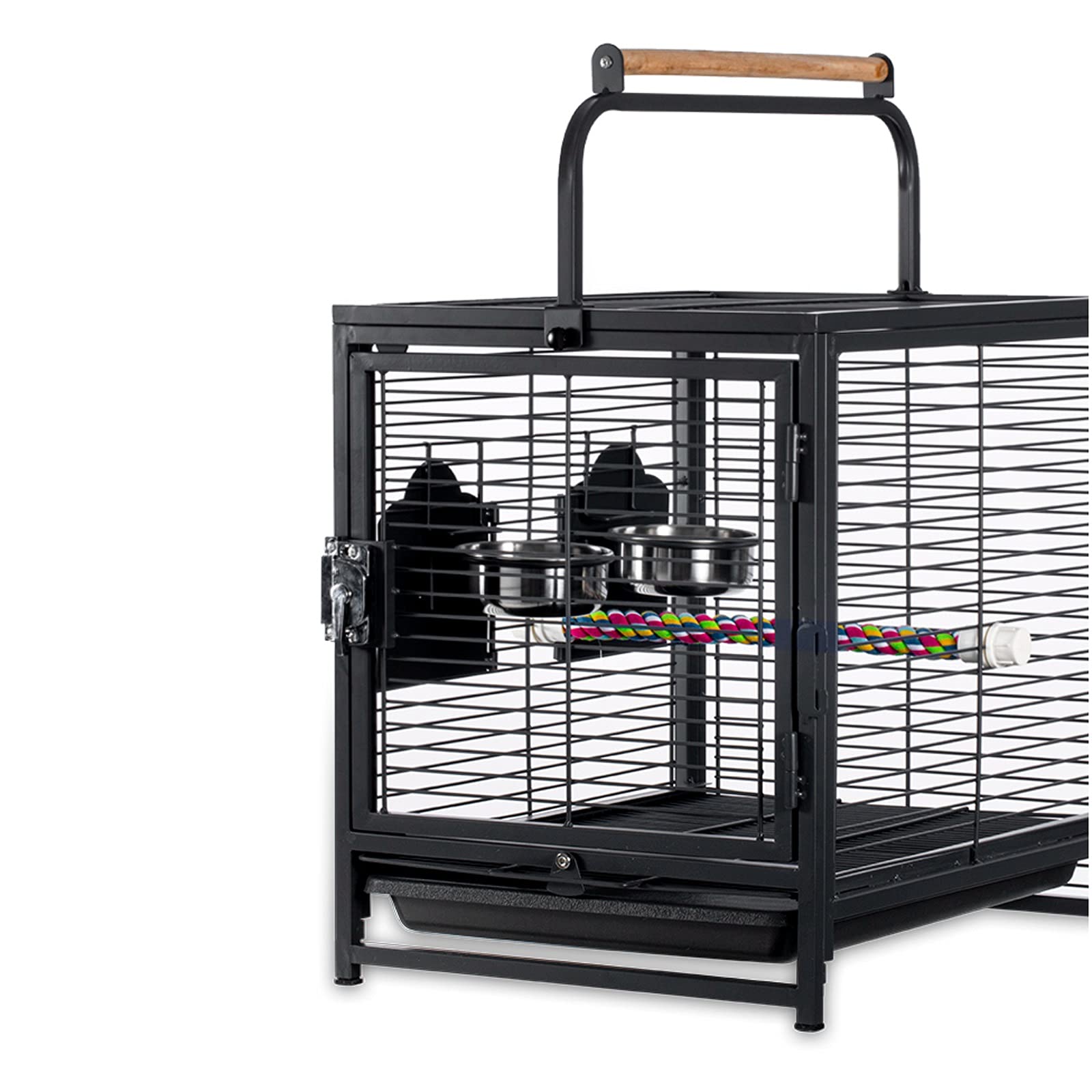 Gabbia per uccelli Portable Bird Carrier Pappagallo gabbia di viaggio con tazze di alimentazione metallo traspirante gabbia da viaggio traspirante supporto per uccelli leggero per interni all'aperto N