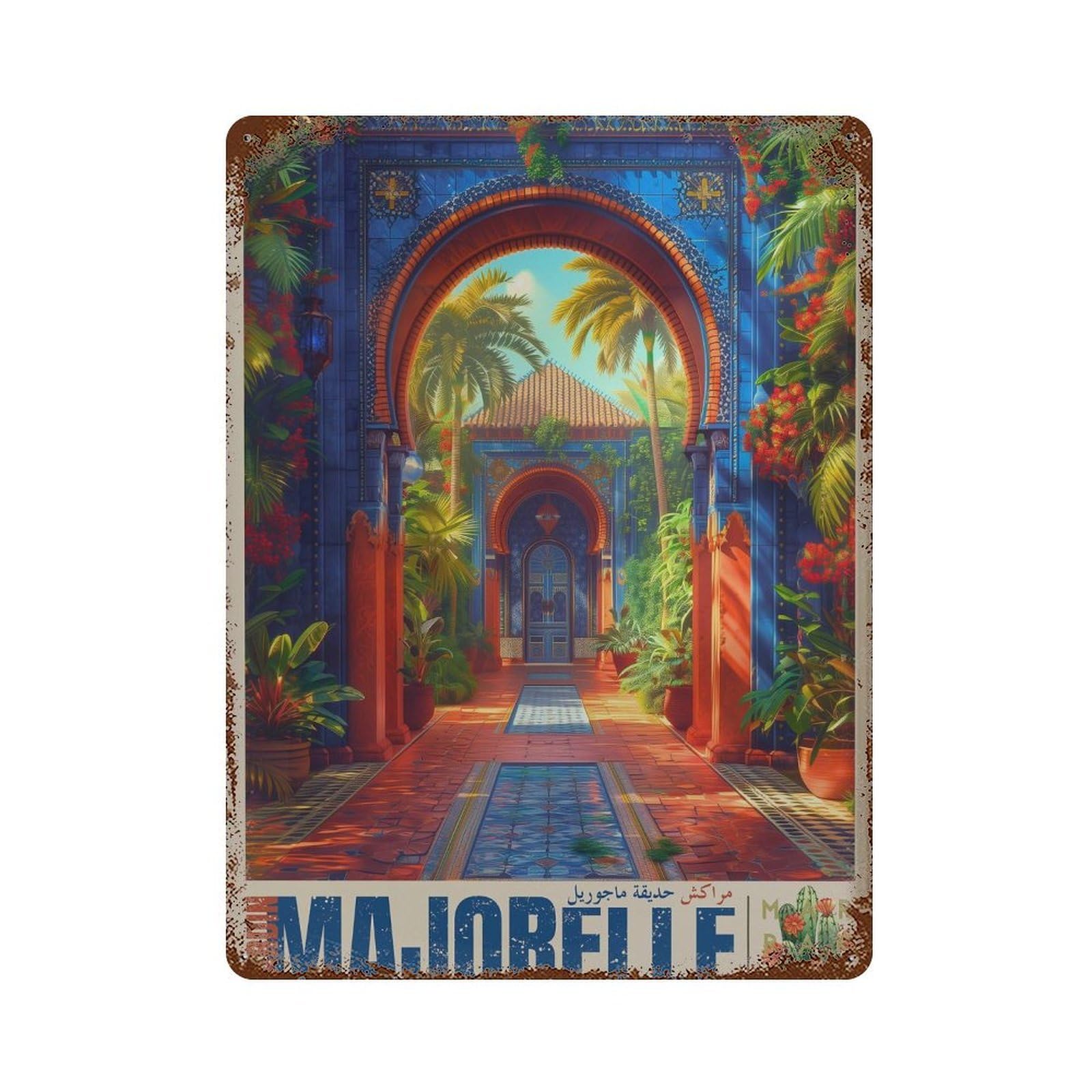 xiaoxiaoshen Jardin Majorelle Morocco Travel Marrakesh Wall Decor Art Metal Tin Poster Modern Home Decor Art Home Bar Shop Decorations Vintage Sign 40x30cm