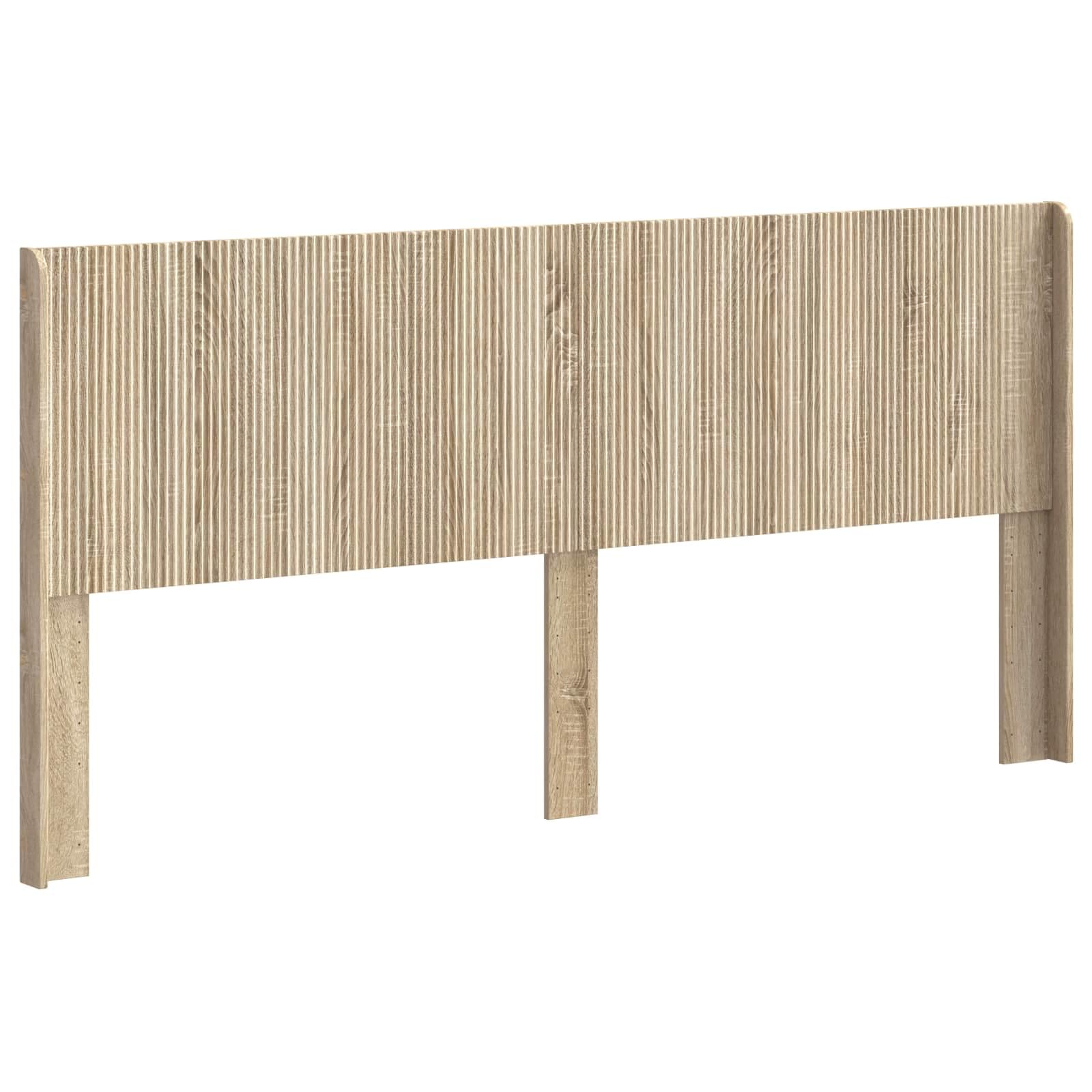 Fengshui Kopfteil Sonoma-Eiche Holzwerkstoff | Vertikales Latten-Design, Feuchtes Tuch Reinigung, Stabile Fußkonstruktion, Bettgestell-Montage